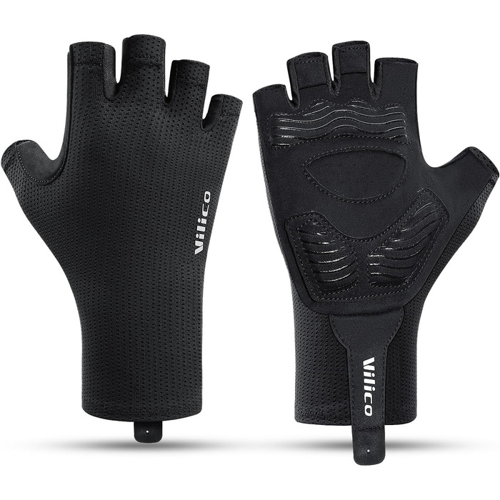 Професійні велосипедні рукавички – дихаючі, амортизуючі, з силіконовими вставками на долонях для катання, альпінізму та активного відпочинку. Чорний, розмір L