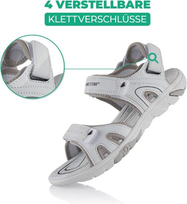 Трекінгові сандалії Fusskleidung® для жінок та чоловіків, легкі літні сандалії з міцною протектором, біло-сірі, розмір 38 EU