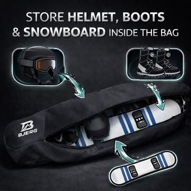 Чохол-сумка для сноуборда Bjerg Boardbag, рюкзак для транспортування сноуборда до 170 см, антрацит, Made in Europe