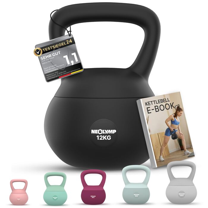 М'яка гантель NEOLYMP Soft Kettlebell 2-12 кг для дому: безшумна, з амортизацією, з зручною ручкою | Чорний колір