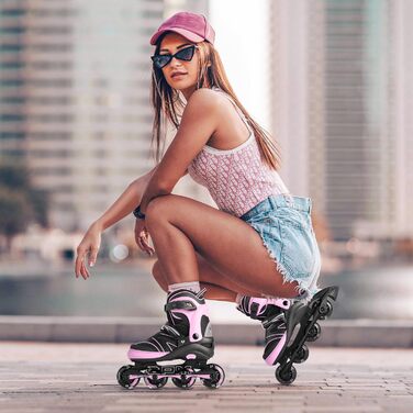 Дитячі ролики 2PM SPORTS з регульованим розміром для дівчаток та хлопчиків, ролери з колесами 82A PU, зелені (рожеві), розмір Small (EU 30-33)