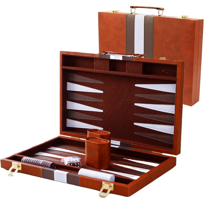 Набір для гри в шашки (бекґеммон) дерев'яний, 15 дюймів, для дорослих та дітей, у кейсі