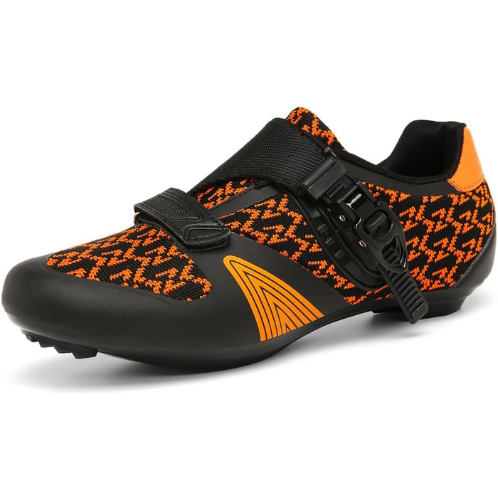 Велотуфлі для їзди на велосипеді: чоловічі та жіночі, для шосе та MTB, з жорсткою підошвою, сумісні з Look SPD/SPD-SL, унісекс, з пряжкою (47 EU, помаранчевий)