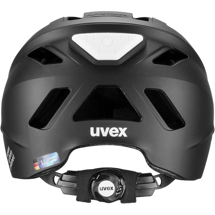 Велосипедний шолом uvex Urban Planet LED, чорний матовий, для жінок і чоловіків, 58-61 см, екологічний