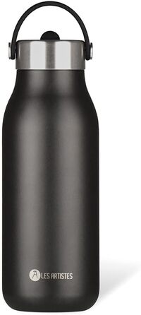 Термос пляшка LES ARTISTES Paris Bottle'Up 2.0, 1 л, нержавіюча сталь, BPA-free, тримає тепло 12 годин і холод 24 години, зручна ручка, чорний дизайн Black Pearl, багаторазова