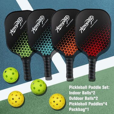 Набір ракет для піклболу, скловолокно, 4 шт.