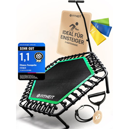 Батут фітнес для дорослих Ø120 см до 150 кг з ручкою та гумовими стрічками | Minitrampolin Rebounder