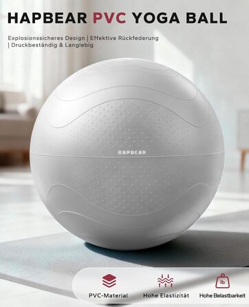 Гімнастичний м'яч HAPBEAR 55/65/75 см – Анти-вибух, з масажними поплавками, для фітнесу, офісу та йоги (сірий)