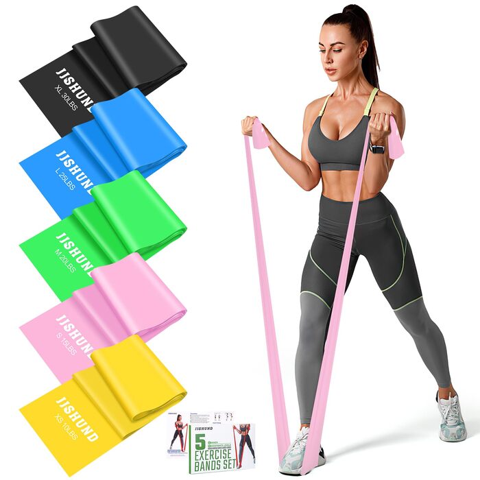 Набір еластичних фітнес-гумок Resistance Bands 5 шт для фітнесу, йоги, пілатесу (1.5м, 5 рівнів навантаження)
