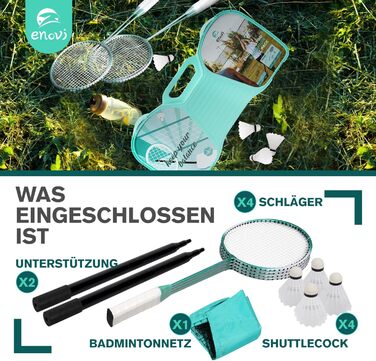 Набір для бадмінтону EasyGo: 4 ракетки, сітка, 4 волани, сумка для зберігання