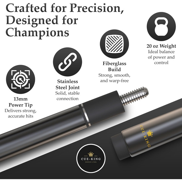 Більярдний кий (2 шт.), 147.3 см, 567 г, з преміум-наконечником 13 мм та ручкою, з графітового композиту