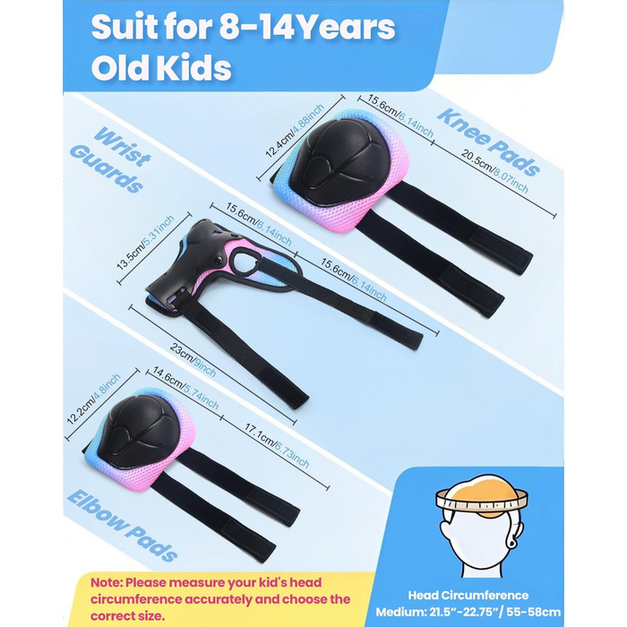 Набір захисту Kinderhelm 7-in-1: шолом, наколінники, налокітники, захист зап'ястя. Рожевий, фіолетовий, зелений