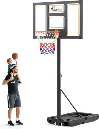 Баскетбольний кошик SAMAX на стійці, регульована висота 100-305 см, з колесами, сітка в комплекті. Підходить для гри в саду, на спортивному майданчику та полі, для дорослих та дітей.