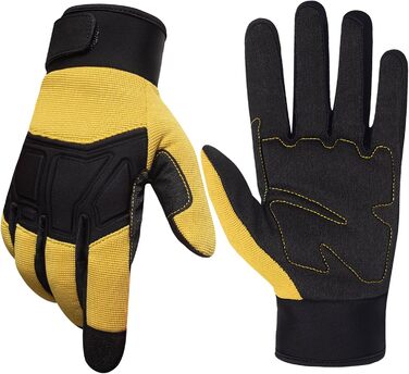 Зимові рукавички RIGWAR для чоловіків та жінок, водонепроникні велосипедні рукавички з підтримкою сенсорного екрану, терморукавички, вітрозахисні рукавички для їзди на конях, мотоциклі, походів, велосипедів, прогулянок (Чорний з жовтим, S)