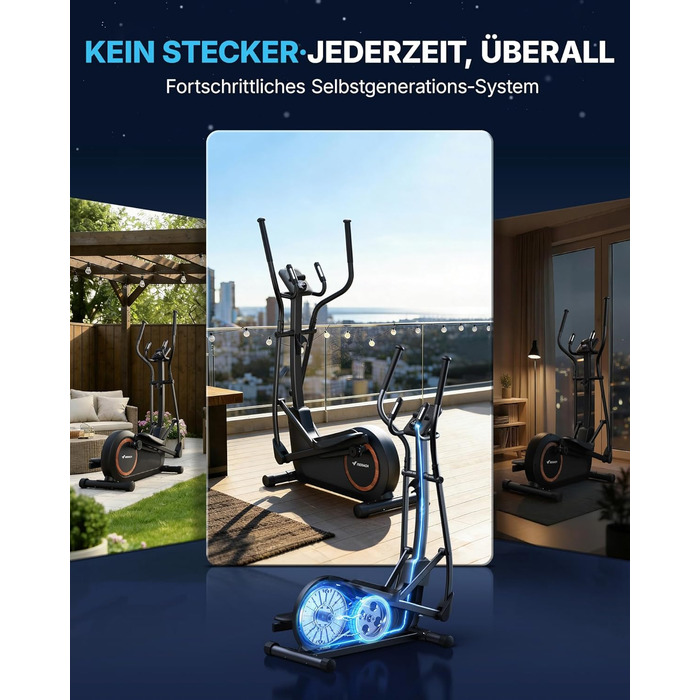 Еліптичний тренажер MERACH E33 для дому: 16 рівнів опору, самостійне живлення, до 150 кг, ультратихий, з додатком