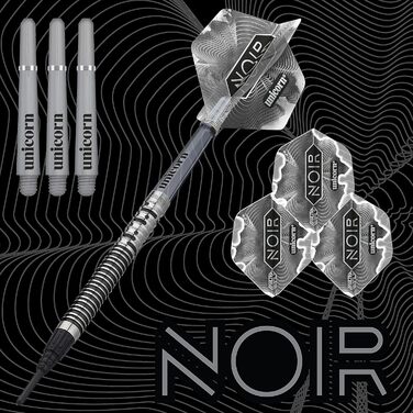 Набір дротиків Unicorn з сталевим вістрям, Gary The Flying Scotsman, серія Anderson Noir Phase 3 і 5, 90% вольфрам, чорне титанове покриття, у подарунковій упаковці, 21-24 г