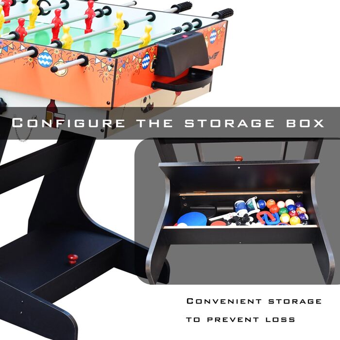 OYE 4FT 8-в-1 Складаний багатофункціональний ігровий стіл - пінг-понг, хокей на повітрі, більярд, настільний футбол, MDF