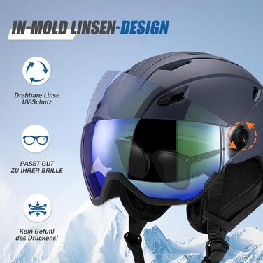 Шолом для лижного спорту та сноуборду Skihel Kit з маскою, білий (темно-синій, L), UV400, PC-шкірка, регульований, унісекс