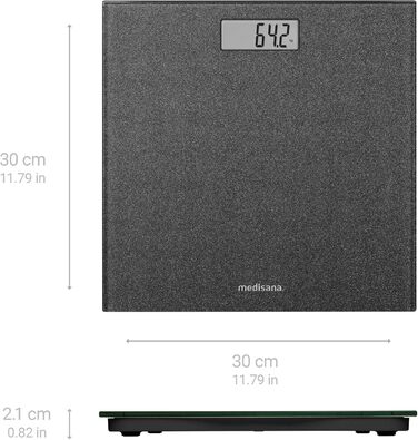Цифрова вага для людей Medisana PS 500 до 180 кг, скляна вага для ванної кімнати, срібляста, автоматичне ввімкнення 'Step-On', дизайнерський малюнок