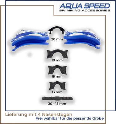 Плавальні окуляри Aqua Speed Lumina з діоптріями для дорослих, для короткозорих, індивідуальний підбір лінз, сині, прозорі