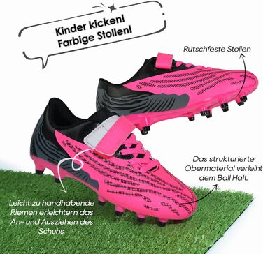 Дитячі футбольні бутси JABASIC для твердого поля, шипові, для хлопчиків та дівчаток (25 EU, Фуксія Чорний)