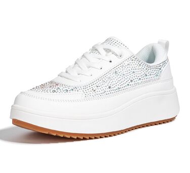 Кросівки жіночі Lucky Step на платформі з камінням, білі - стильні кежуал для прогулянок
