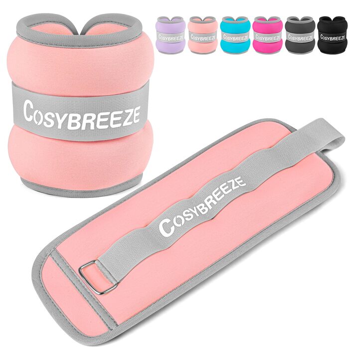 Обвагрузельні манжети для ніг та рук Cosybreeze, набір 2 шт по 2 кг, світло-рожеві — ваги для фітнесу, бігу, джогінгу та тренувань