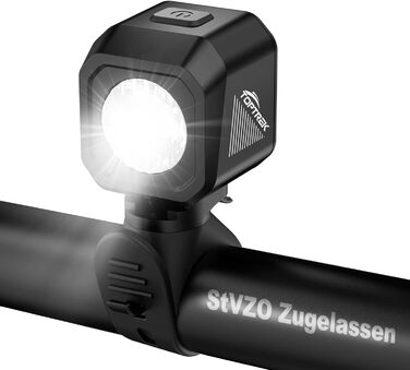 Фронтліхтар для велосипеда Toptrek з акумулятором 5-8 годин, StVZO, USB-C зарядка, індикатор заряду, IPX5 водостійкий, для шосе, електровелосипеда, MTB, Citybike