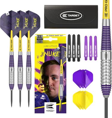 Дротики Target Darts Luke Littler Brass Steel Tip 22 г – набір дротиків The Nuke Player Edition з латуні для дартсу, аксесуари для дартсу