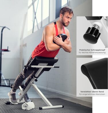 Тренажер для гіперекстензії Tectake®, регульована лава для тренувань пресу та спини, для дому, 89x69x88 см, 404162