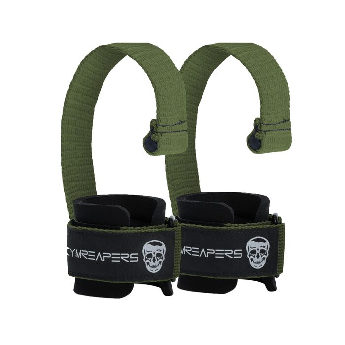 Лямки для тяги Gymreapers для важкої атлетики та станова тяга, посилені напульсники для тренувань з вагами, зелені