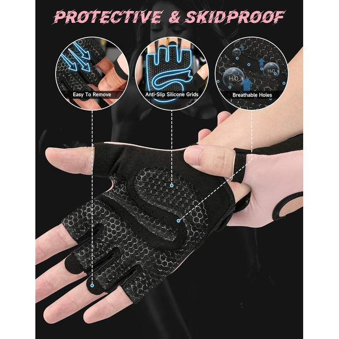 Рукавички для фітнесу COFIT: дихаючі, з підтримкою зап'ястя, для жінок та чоловіків, тренування, важка атлетика, спортзал, бодібілдинг, рожеві, розмір M