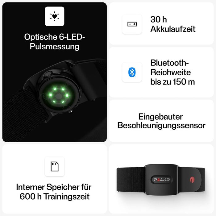 Polar Verity Sense – пульсометр-браслет з оптичним датчиком – ANT+ Dual Bluetooth – для спорту, з однією кнопкою – сумісний з Peloton, Endomondo, Zwift та іншими