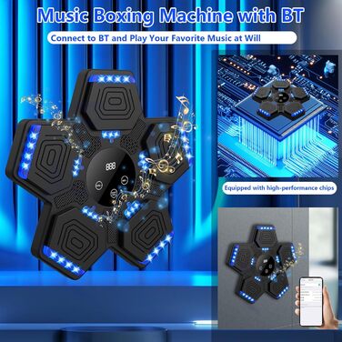 Музична бокс-машина з рукавичками для боксу, Bluetooth, для дітей та дорослих, для залу, чорна
