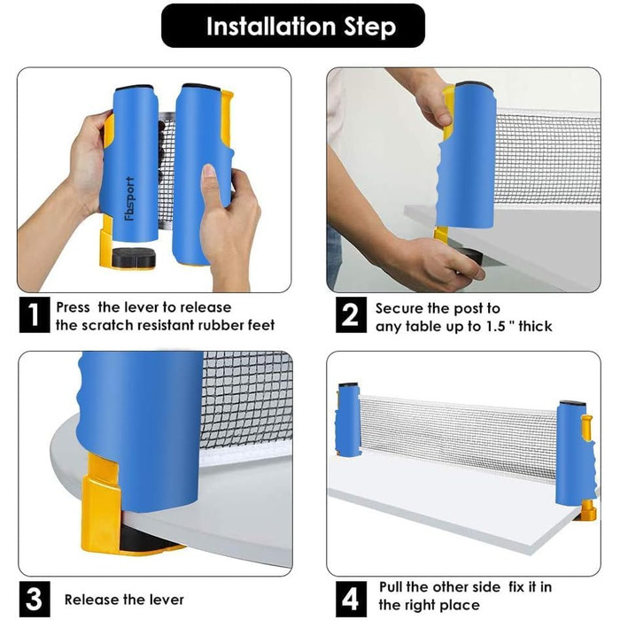 FBSPORT Набір для настільного тенісу: 2 ракетки, 6 м'ячів, сітка, сумка. Підходить для початківців та професіоналів. Колір: світло-блакитний