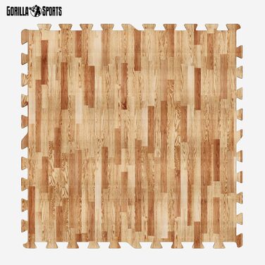 Набір захисних пазл-килимків для підлоги GORILLA SPORTS (16 шт), 60x60x1.2 см, EVA піна, під дерево, 5.76 м² — килимок для фітнесу та тренувань
