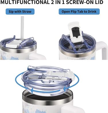 Фляга для води THILY з нержавіючої сталі з кришкою та трубочкою, 1.2 л, подвійні стінки, спортивна, широка горловина, зберігає холод/гаряче, колір Лаванда