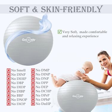 Великий фітнес-м'яч для занять гімнастикою та йогою, 58-65 см (сірий)