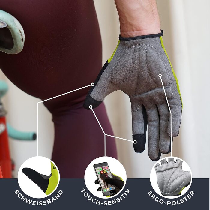 Велосипедні рукавички MACCIAVELLI - унісекс, для MTB, з сенсорним екраном, жовті, розмір L