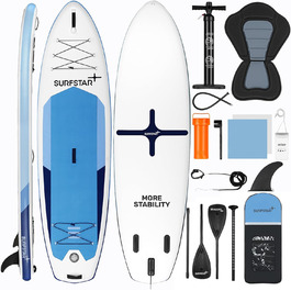 Надувна SUP-дошка Surfstar 320x86x15 см з технологією зварювання, універсальна дошка для веслування стоячи та каякінгу для дорослих, підвищена стійкість, з кріпленням для камери та сидінням для каяка, для риболовлі та активного відпочинку