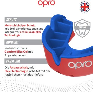 Захист для зубів OPRO Silber-Level – для боксу, єдиноборств, MMA, дітей та дорослих. Самоадаптуюча накладна шина для хокею, кікбоксингу, регбі. З гарантією дантиста. Білий/Чорний (Червоний/Темно-синій, дорослі (10+))