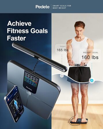 Вага для вимірювання жиру в тілі Smart, цифрова вага з Bluetooth, аналіз складу тіла, BMI, протеїн, 400lb