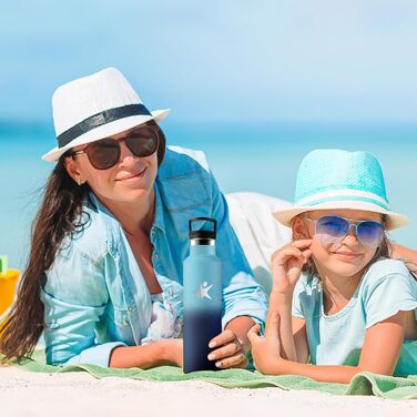 Термос-пляшка KollyKolla 750 мл, пляшка для води з содовою, витокозахисна, з трубочкою, без BPA, подвійні стінки, вакуумна ізоляція, для школи, подорожей, кемпінгу, блакитний + темно-блакитний