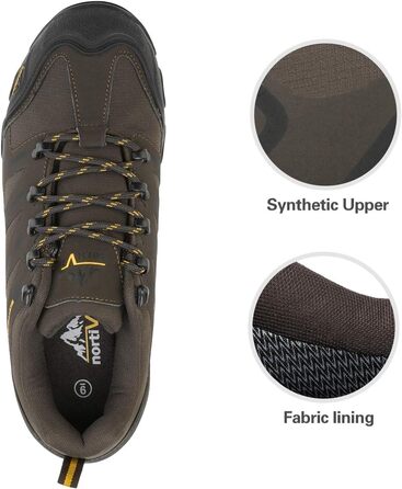 Чоловічі водонепроникні трекінгові черевики NORTIV - водонепроникні, легкі, для хайкінгу, кемпінгу, трекінгу, 45 EU, коричневі, чорні, світло-коричневі