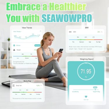 Розумні ваги для аналізу складу тіла з дисплеєм VA та вимірюванням пульсу, 15 показників здоров'я, Bluetooth, до 180 кг, темно-сині