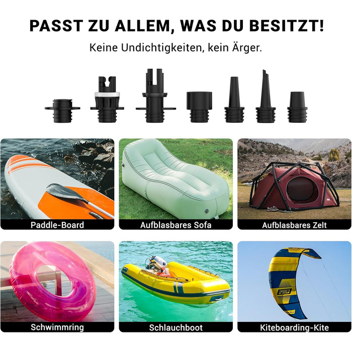 CooSpo Електричний насос для SUP дошки та каяка 20 PSI з акумулятором, блакитний