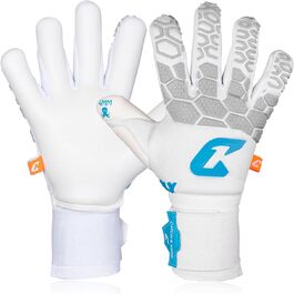 Воротарські рукавички CATCH & KEEP Fly Soul: Професійні, Octopus Grip, Hybrid Cut, дихаюча сітка, Punching Zone 3.0, білі