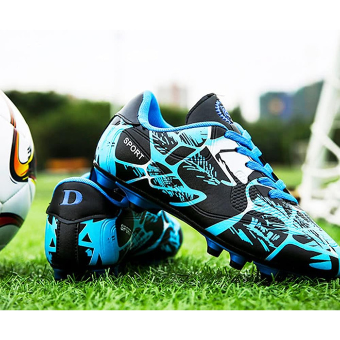 Дитячі футбольні бутси Low Top для хлопчиків. Професійні футбольні бутси, тренувальні бутси з шипами. Дитяче спортивне взуття, розмір 34 EU, блакитні.