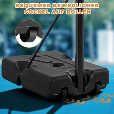 Мобільний баскетбольний щит Yaheetech з регульованою висотою 227-303,5 см, для приміщень та вулиці, з ручкою для налаштування