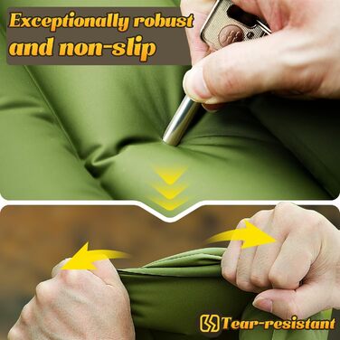 Каремат для кемпінгу, надувний, з інтегрованою помпою, компактний, для подорожей та походів (зелений)